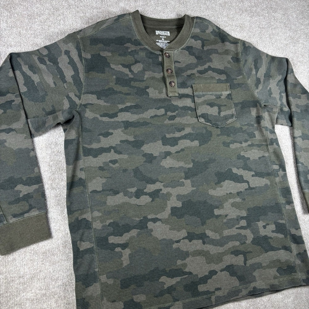 Duluth Trading Co Shirt Mens XL Green Camo Waffle Henley Long Sleeve Relaxed Fit - Picture 5 of 8